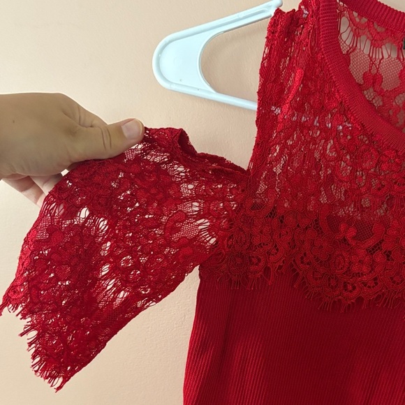 Inc Lace Cold Shoulder Blouse - Picture 3 of 4